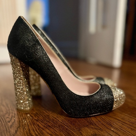 Miu Miu Black and Gold Women's Heels - Picture 5 of 11